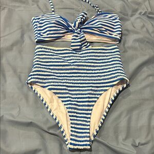 Cupshe high waisted  Blue and White Striped Bikini